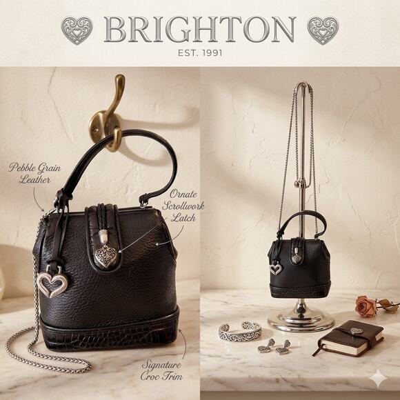 Brighton Handbags - Vintage Brighton Mini Leather Clutch & Shoulder Bag